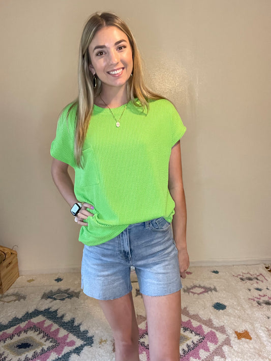 Lime Green Ribbed Top