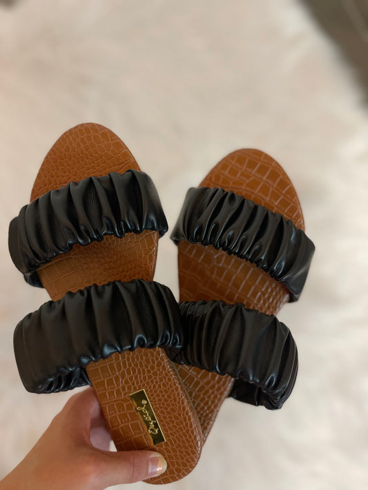 Black Ruched Sandals