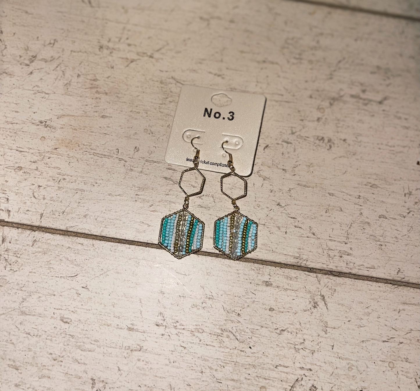 Turquoise Double Hexagon Earrings